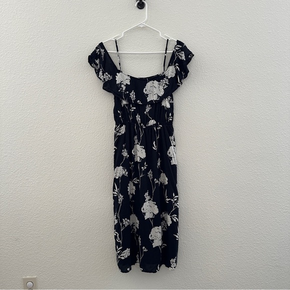 Lucky Brand Dresses & Skirts - Lucky Brand VTG Live in Love Floral Black and White Dress 90’s Cottagecore Small